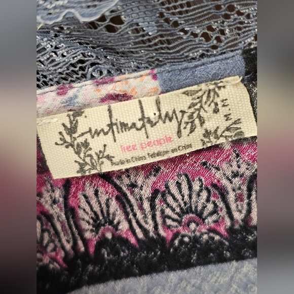 Free People Stevie Floral Lace Trim Maxi Dress Black Multicolor Boho Y2K Size M - Picture 8 of 10